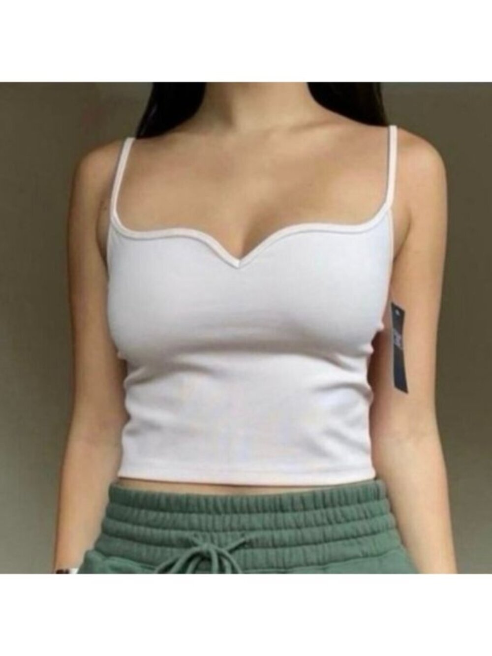 NWOT Abercrombie & Fitch Pink Sweetheart Neck Crop Cami XS Stretch